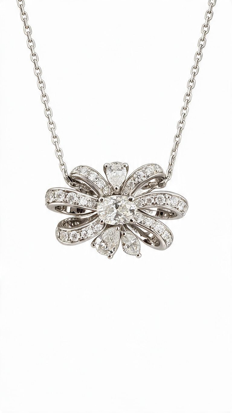 dreamina-2026-07-15-5405-white gold white diamond pendant design ...